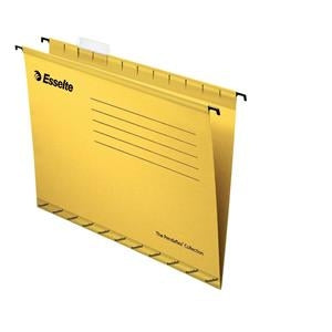 Esselte 90335 Classic Reinforced Suspension File, Foolscap, Pack of 25, Tabs Included, 360 x 240 mm, Yellow - GARDEN & PET SUPPLIES