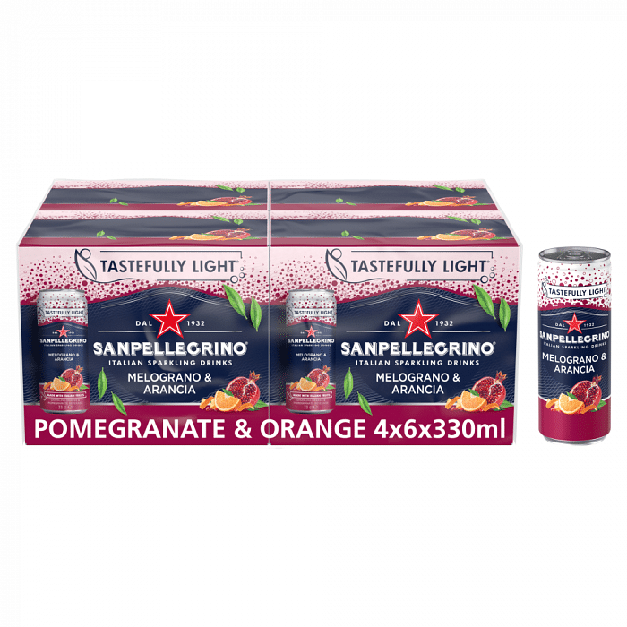 San Pellegrino Melograno Arancia (Pomegranate & Orange) Cans 24 x 330ml