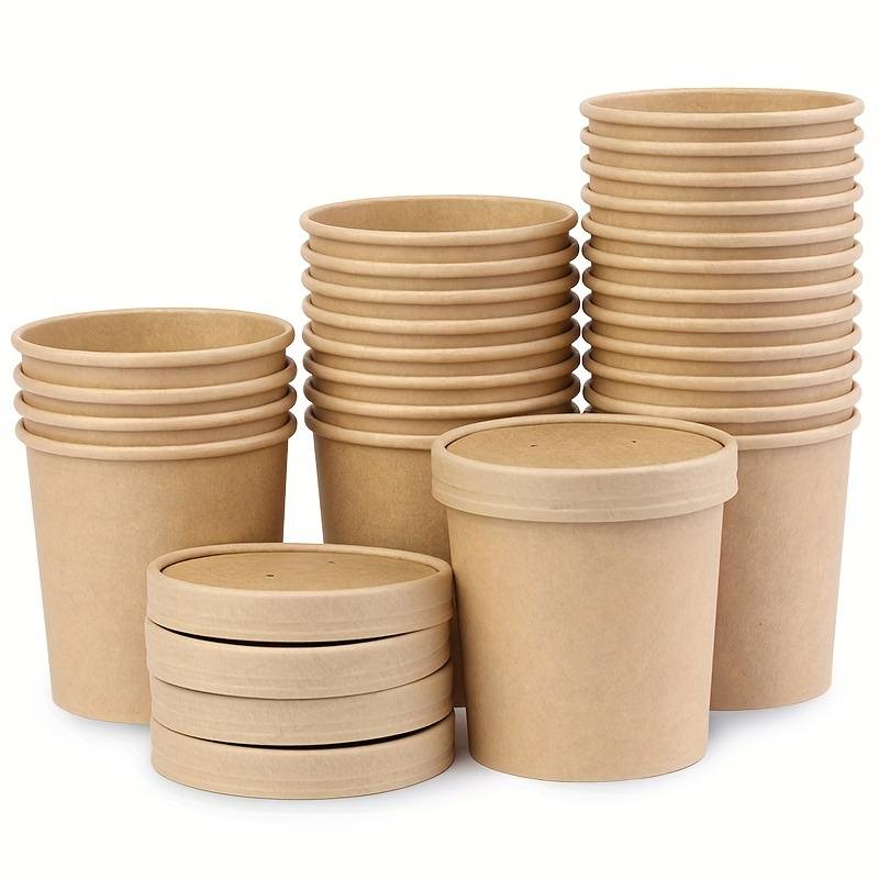 Caterpack 12oz Kraft Soup Bowls & Lids Pack 25's