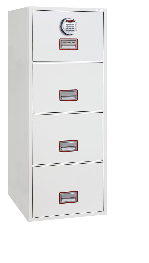 Phoenix Vertical Fire File 4 Drawer Filing Cabinet Electronic Lock White FS2254E - GARDEN & PET SUPPLIES