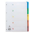 Concord Classic Index 1-5 A4 180gsm Board White with Coloured Mylar Tabs 00201/CS2 - GARDEN & PET SUPPLIES