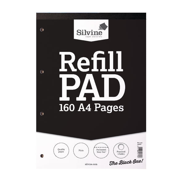 Silvine A4 Refill Pad Plain 160 Pages Black (Pack 6) - A4RPP - GARDEN & PET SUPPLIES