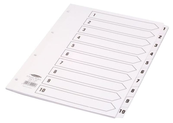 Concord Classic Index 1-10 A4 180gsm Board White with Clear Mylar Tabs 00901/CS9 - GARDEN & PET SUPPLIES