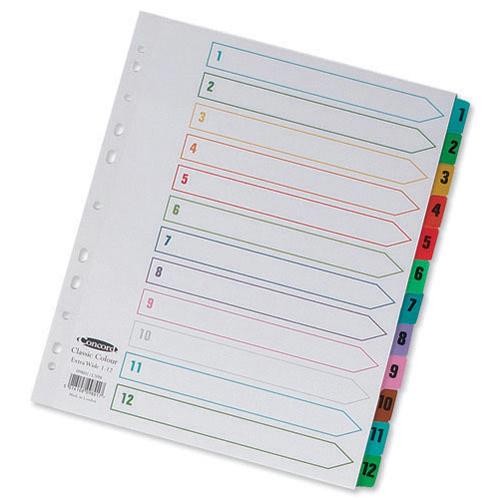 Concord Classic Index 1-12 A4 180gsm Board White with Coloured Mylar Tabs 01301/CS13 - GARDEN & PET SUPPLIES