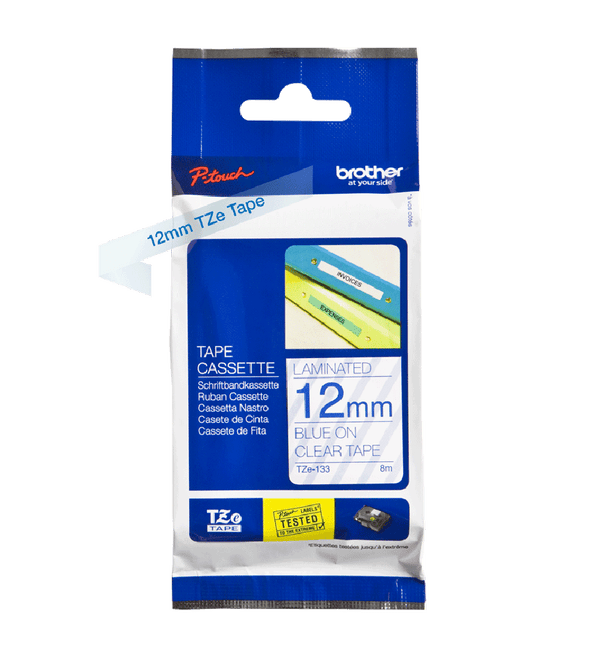 Brother Blue On Clear PTouch Ribbon 12mm x 8m - TZE133 - GARDEN & PET SUPPLIES