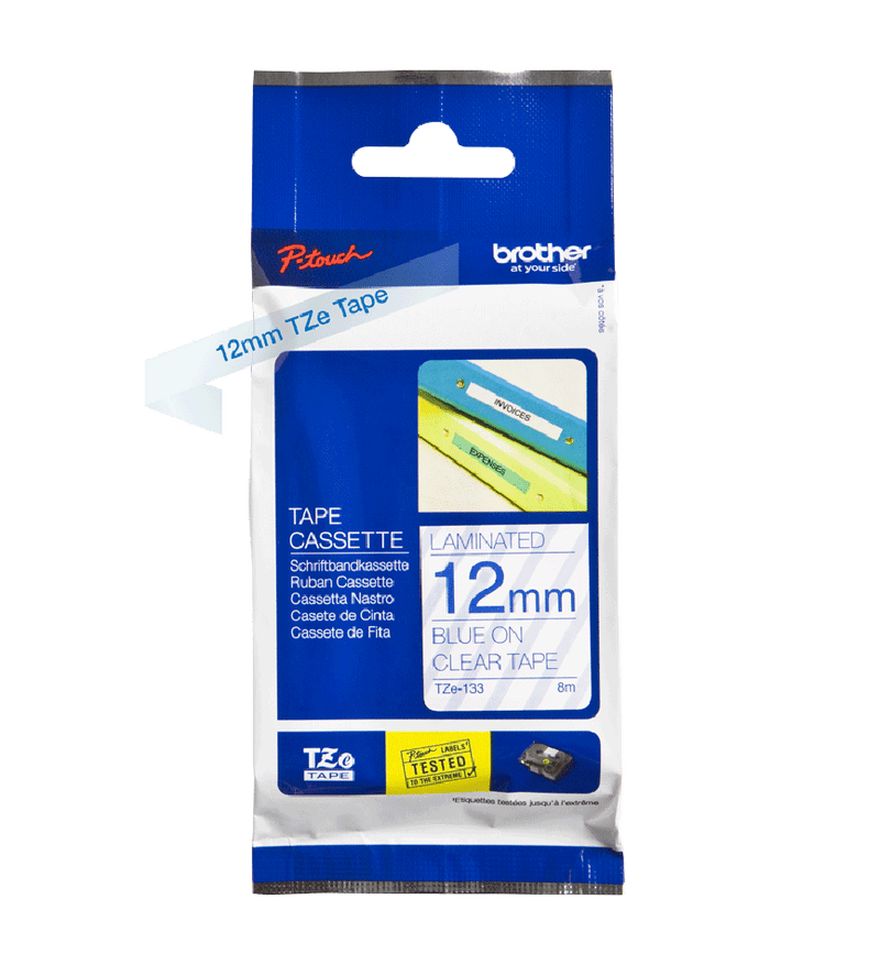 Brother Blue On Clear PTouch Ribbon 12mm x 8m - TZE133 - GARDEN & PET SUPPLIES