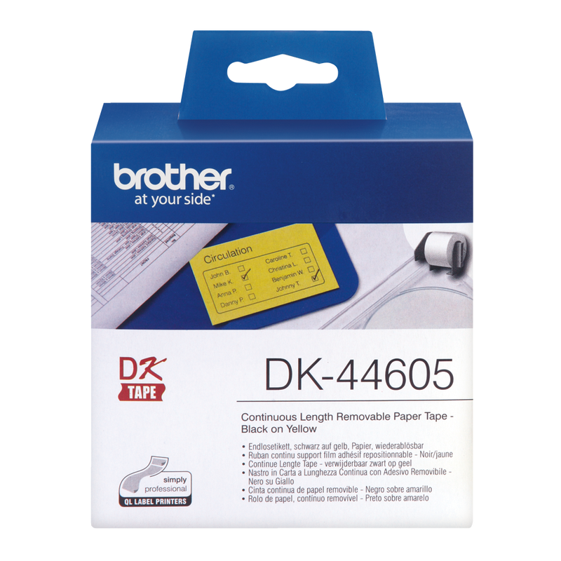 Brother Yellow Removable Paper 62mm x 30.5m - DK44605 - GARDEN & PET SUPPLIES