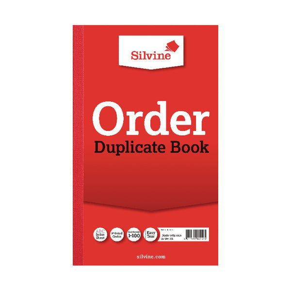 Silvine 210x127mm Duplicate Order Book Carbon Ruled 1-100 Taped Cloth Binding 100 Sets (Pack 6) - 610 - GARDEN & PET SUPPLIES