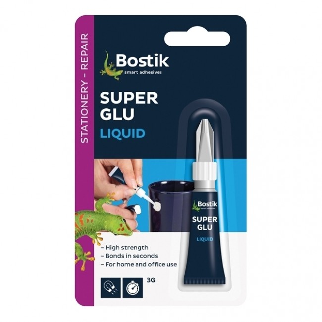 Bostik 3g Glu and Fix Super Glue Liquid Tube Safety Cap Clear (Pack 12) - 30813340 - GARDEN & PET SUPPLIES