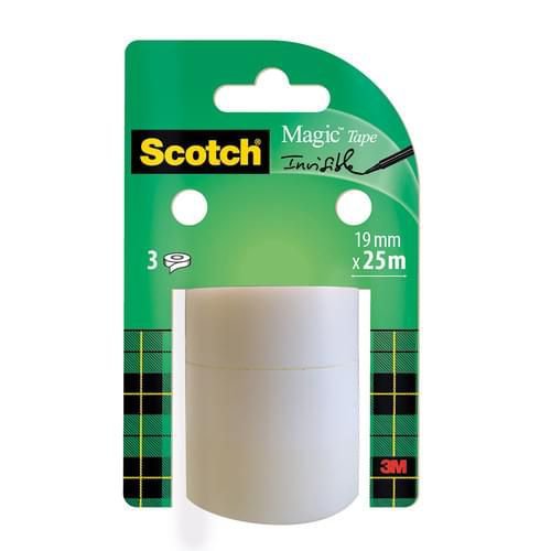 Scotch Magic Invisible Tape 8-192R3 Refill 19mm x 25m (Pack 3) 7100127532 - GARDEN & PET SUPPLIES