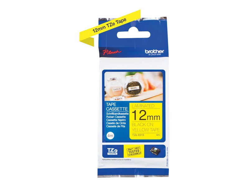 Brother Black On Yellow Label Tape 12mm x 4m - TZE631S - GARDEN & PET SUPPLIES