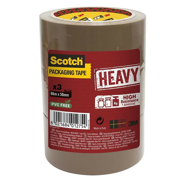 Scotch Packaging Tape Heavy Brown 50mm x 66m (Pack 3) 7100094375 - GARDEN & PET SUPPLIES