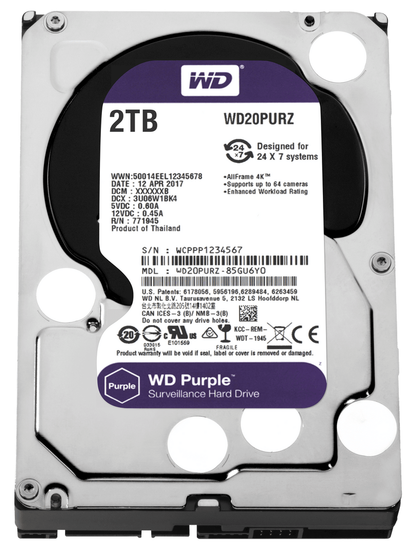 WD Int 2TB Purple Sata 3.5 Inch HDD - GARDEN & PET SUPPLIES