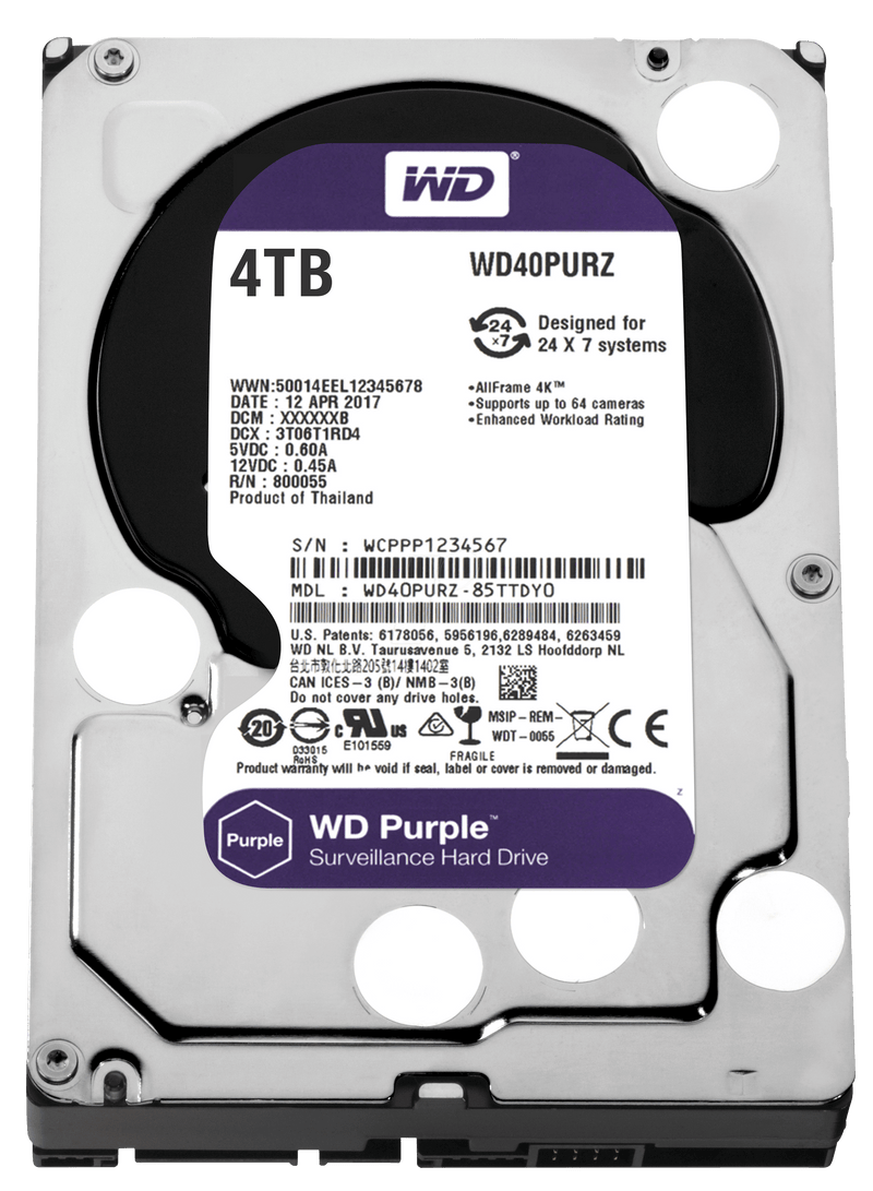 WD Int 4TB Purple Sata 3.5 Inch HDD - GARDEN & PET SUPPLIES