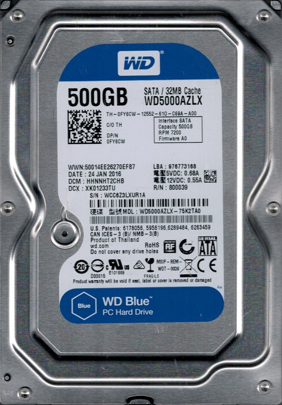 Western Digital Caviar Blue 500GB 3.5 Inch SATA 6Gbs 7200 RPM Internal Hard Drive - GARDEN & PET SUPPLIES