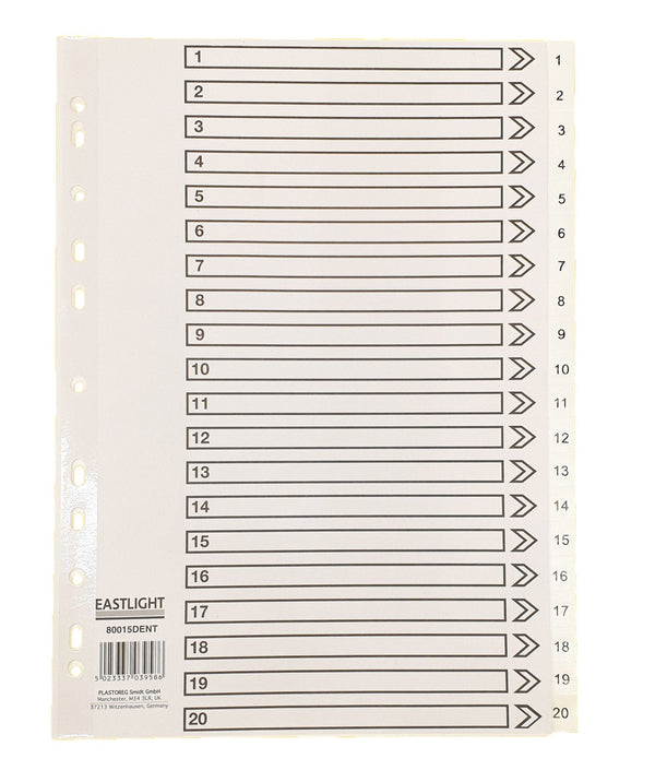 ValueX Index 1-20 A4 120 Micron Polypropylene White - 80015DENT - GARDEN & PET SUPPLIES