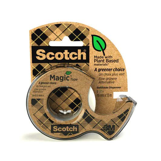 Scotch Magic Tape Greener Choice 19mm x 15m with 1 Recycled Dispenser 7100261907 - GARDEN & PET SUPPLIES