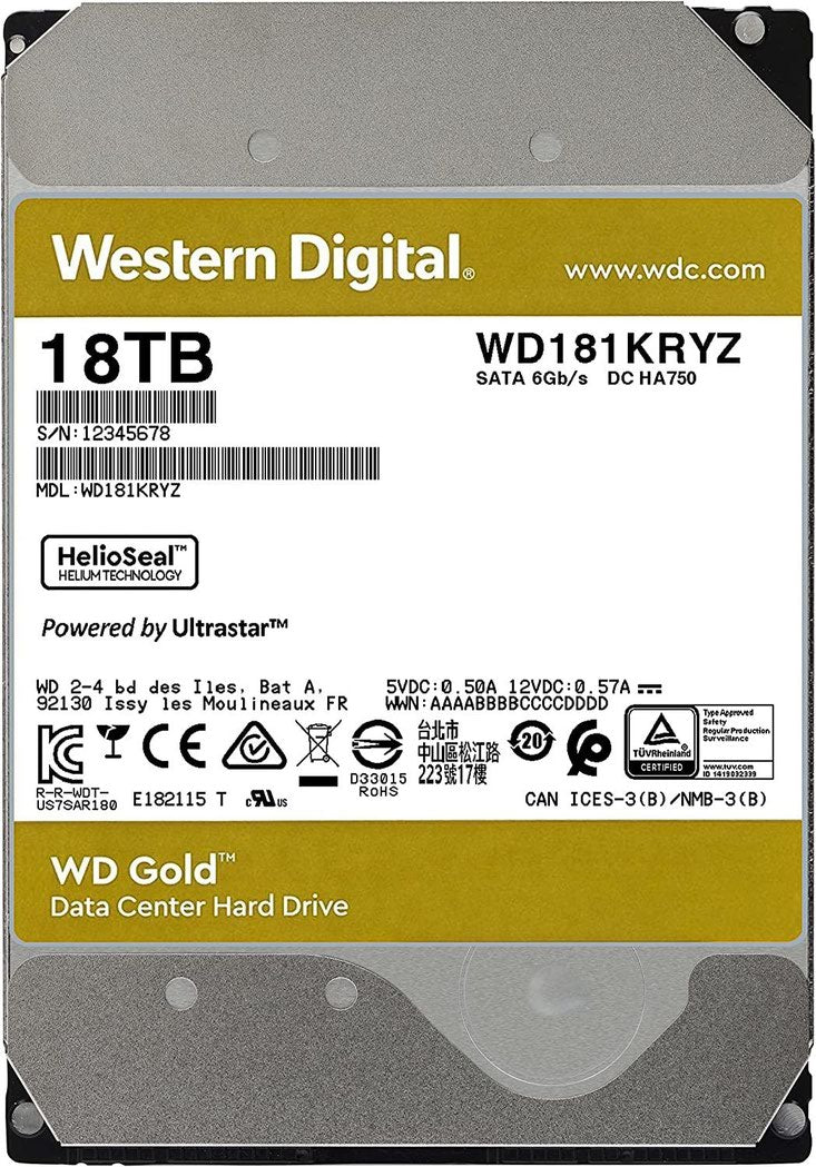 Western Digital Gold 3.5 Inch 18TB Serial ATA HDD - GARDEN & PET SUPPLIES