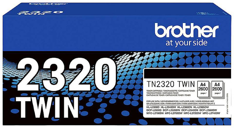 Brother Black Toner Cartridge Twin Pack 2 x 2.6k pages (Pack 2) - TN2320 - GARDEN & PET SUPPLIES