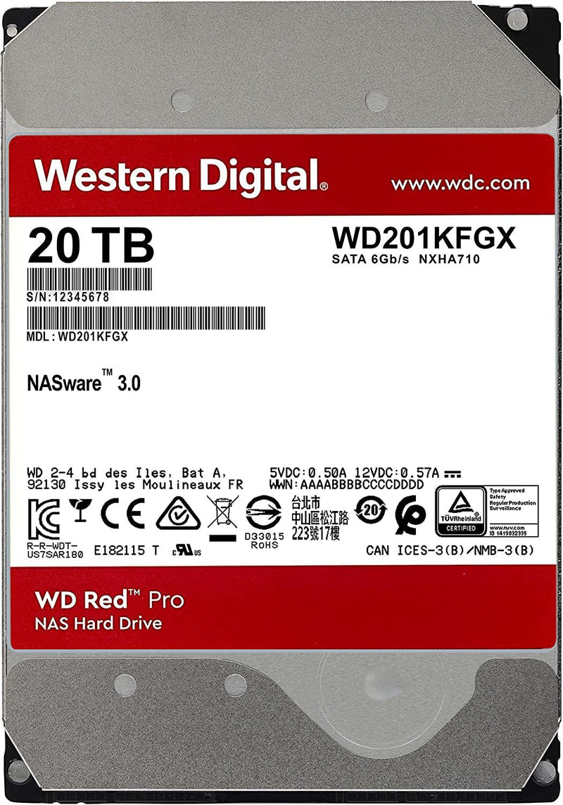 Western Digital Red Pro 20TB SATA 6Gbs 3.5 Inch Internal Hard Disk Drive - GARDEN & PET SUPPLIES