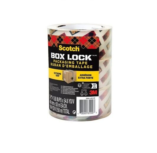 Scotch Box Lock Packaging Tape 3950-LR3-DC 48 mm x 50 m (Pack 3) 7100262924 - GARDEN & PET SUPPLIES