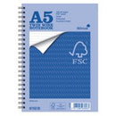 Silvine FSC A5 Wirebound Card Cover Notebook Ruled 160 Pages Blue (Pack 5) - FSCTWA5 - GARDEN & PET SUPPLIES