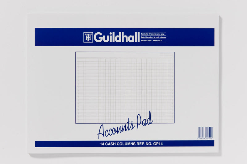 Guildhall Ruled Account Pad with 14 Cash Columns and 60 Pages Grey GP14Z - GARDEN & PET SUPPLIES