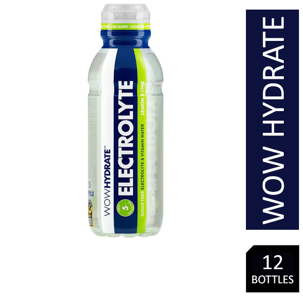 Wow Hydrate Electrolyte Water lemon & Lime 12 x 500ml - GARDEN & PET SUPPLIES