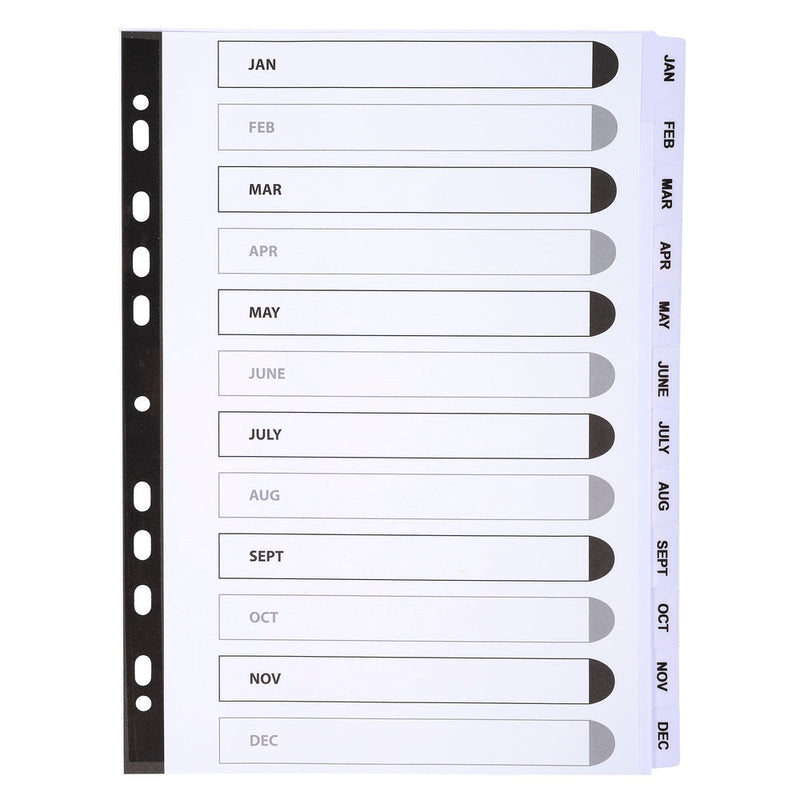 Exacompta Index Jan-Dec A4 160gsm Card White with White Mylar Tabs - MWDJ-DZ - GARDEN & PET SUPPLIES