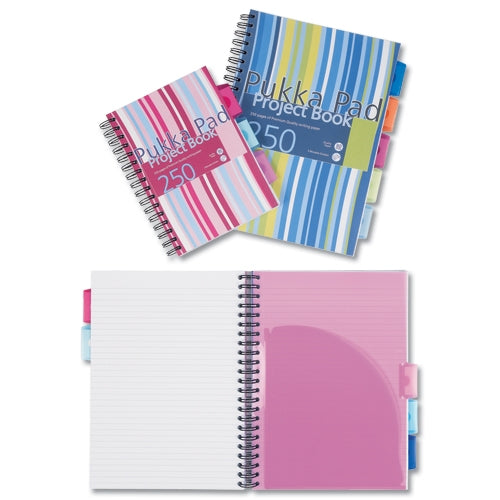 Pukka Pad Stripes Polypropylene Project Book 250 Pages A5 Blue/Pink (Pack of 3) PROBA5 - GARDEN & PET SUPPLIES