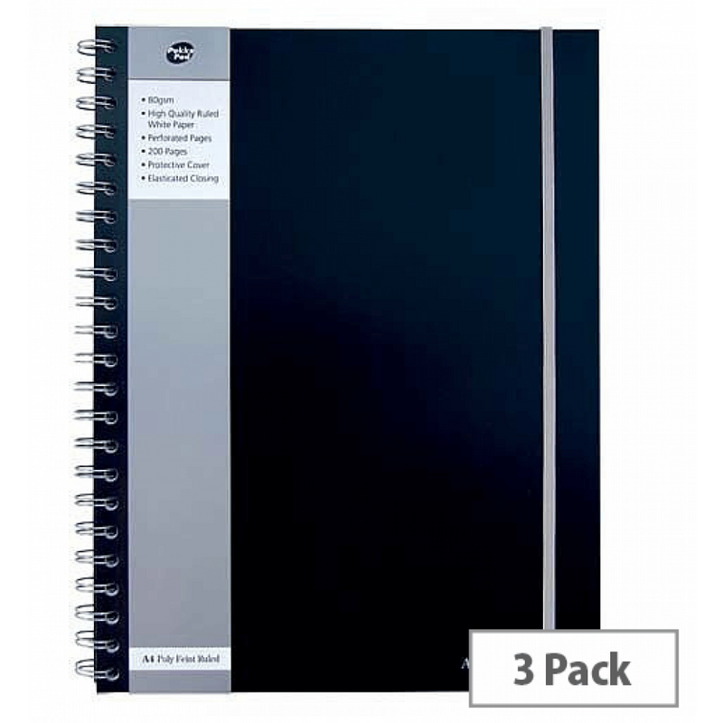 Pukka Pad Black A4 Polypropylene Jotta Notebook Pack of 3 - GARDEN & PET SUPPLIES