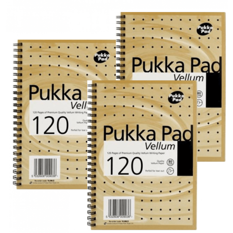 Pukka Pads Notebook Wirebound Perforated Ruled 120pp 80gsm A5 Vellum [Pack 3] - GARDEN & PET SUPPLIES