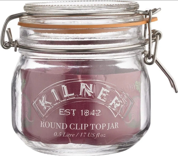 Kilner Branded 0.5 Litre ROUND Glass Clip Top Preservation Storage Jar