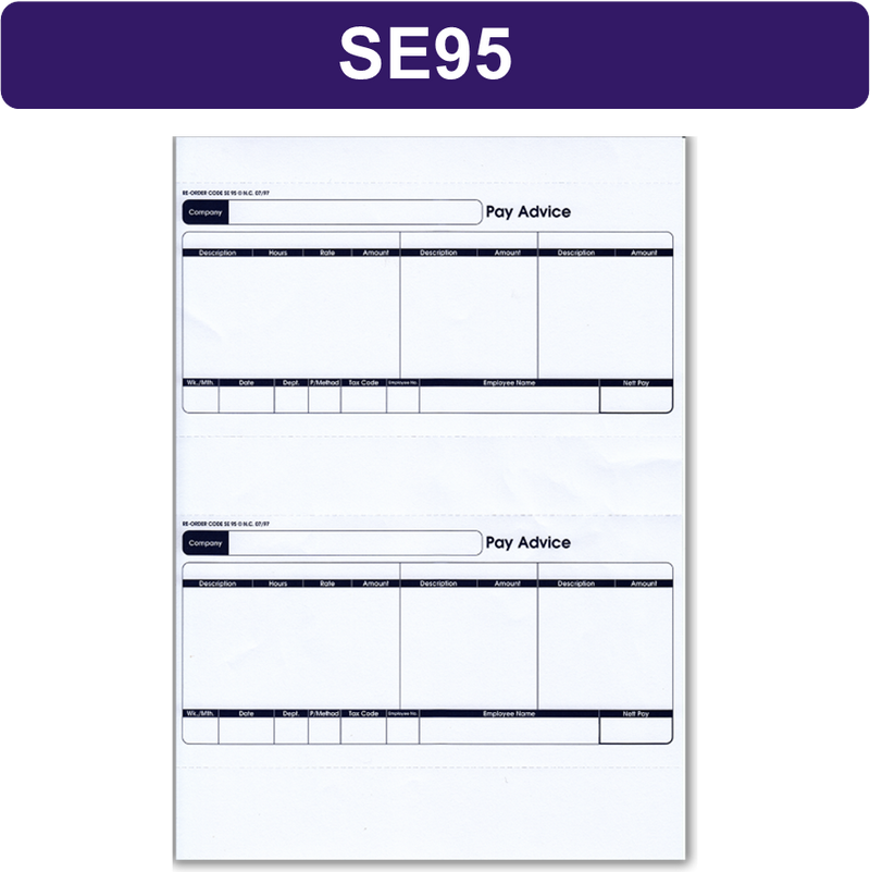 Sage (SE95S) Compatible 1-Part Laser Pay Advice Forms Pack 500's