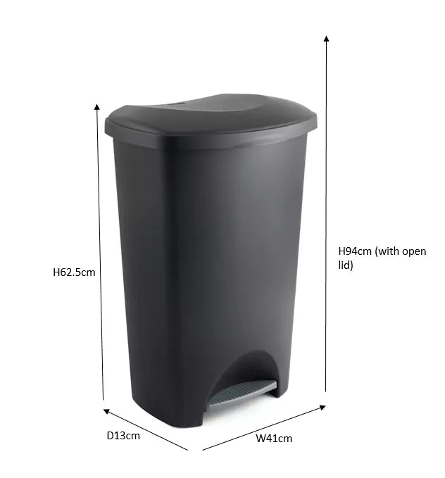 Addis Plastic Family Kitchen Bin Black With Silver Pedal 517262