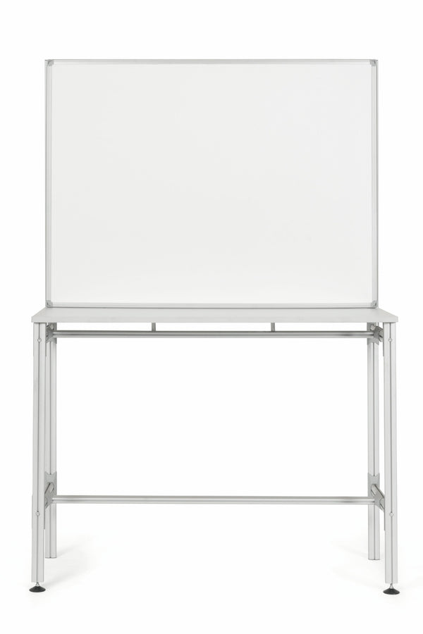 Bi-Office Desk with Magnetic Laquered Steel Whiteboard 1200x900mm Silver - SD162606 - GARDEN & PET SUPPLIES