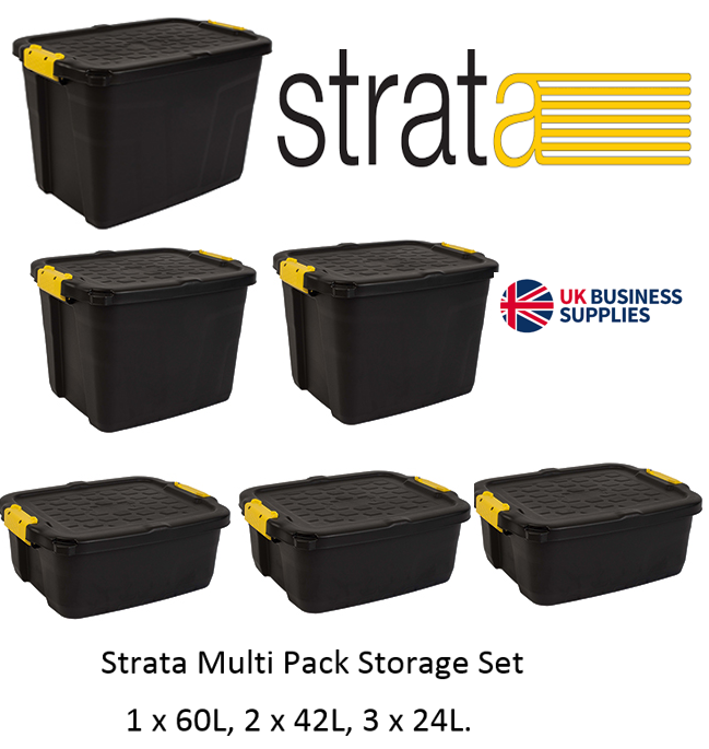 Strata Heavy Duty Trunk 60, 42 (2), 24 (3) Litre with Lid {6 Pack Offer} - GARDEN & PET SUPPLIES