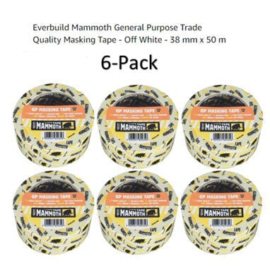 Everbuild Mammoth General Purpose Trade Quality Masking Tape - Off White - 38mm x 50m {6 Pack} - GARDEN & PET SUPPLIES