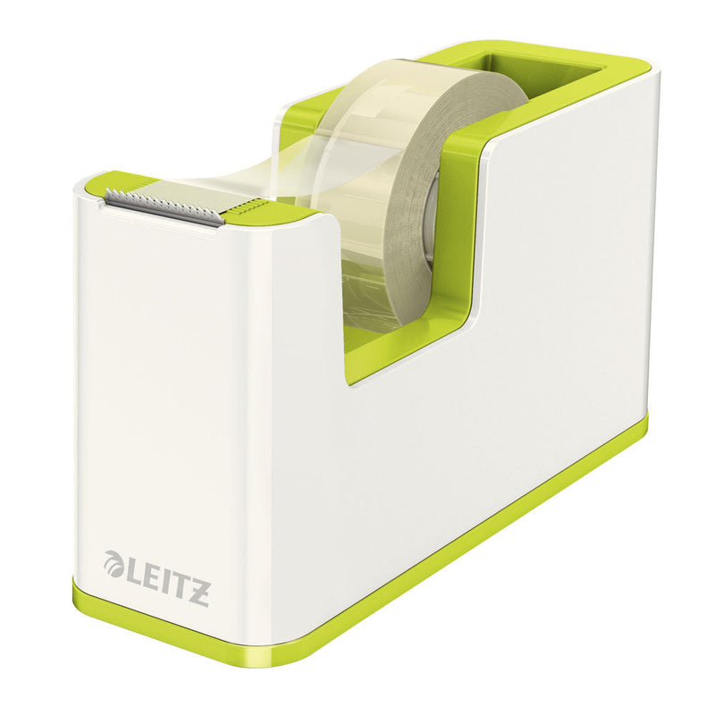 Leitz 53641054 Tape Dispenser, Heavy Base with Tape, Wow Range, Pearl White/Green - GARDEN & PET SUPPLIES