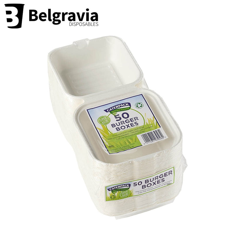 Belgravia Biodegradable  Caterpack 6 x 6" Burger Boxes Pack 50's - GARDEN & PET SUPPLIES