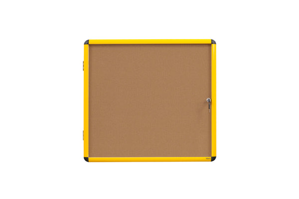 Bi-Office Ultrabrite Cork Noticeboard Display Case Lockable Yellow Aluminium Frame 9 x A4 - VT6301611511 - GARDEN & PET SUPPLIES