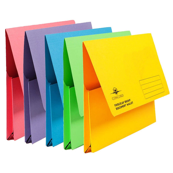 Pukka Pads Brights Document Wallets Foolscap Half Flap Assorted Colours (5 Pack) - GARDEN & PET SUPPLIES