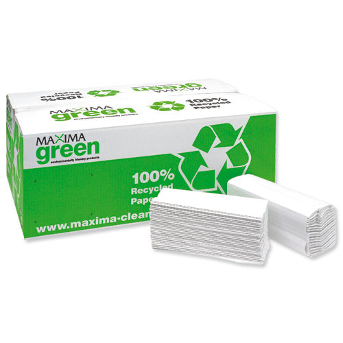 Maxima Green Two Ply C-Fold Hand Towels White 15x160's {2400} - GARDEN & PET SUPPLIES