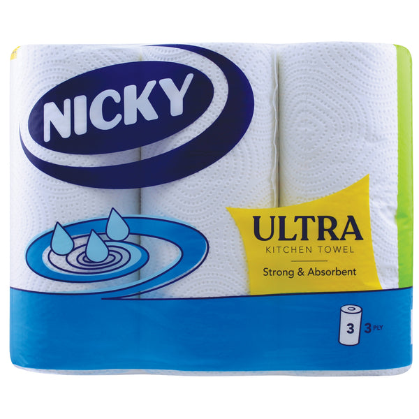 Nicky Elite Kitchen Towel 3 Pack | 3 Ply | 100% FSC Certified Paper