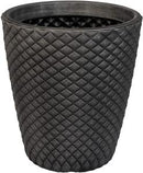 GARDEN & PET SUPPLIES - Strata Pewter Geometric Round Planter 35cm