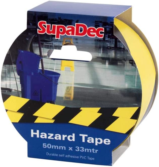 Supadec Yellow Black Hazard Tape {Extra Long 33m}