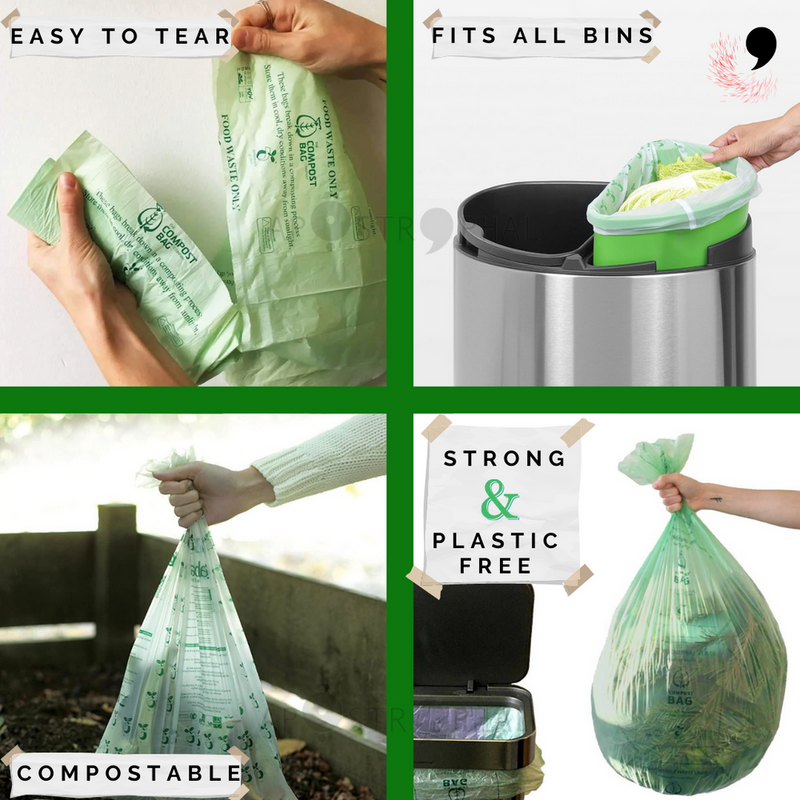 Compostable Biodegradable Food Waste 10 Litre Bin Liner Bags Now In Rolls Of 24