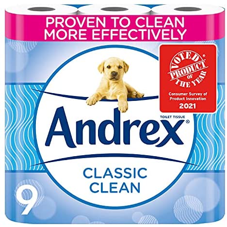 Andrex Classic White Toilet Roll NEW 3D Wave Texture , 9 Pack.