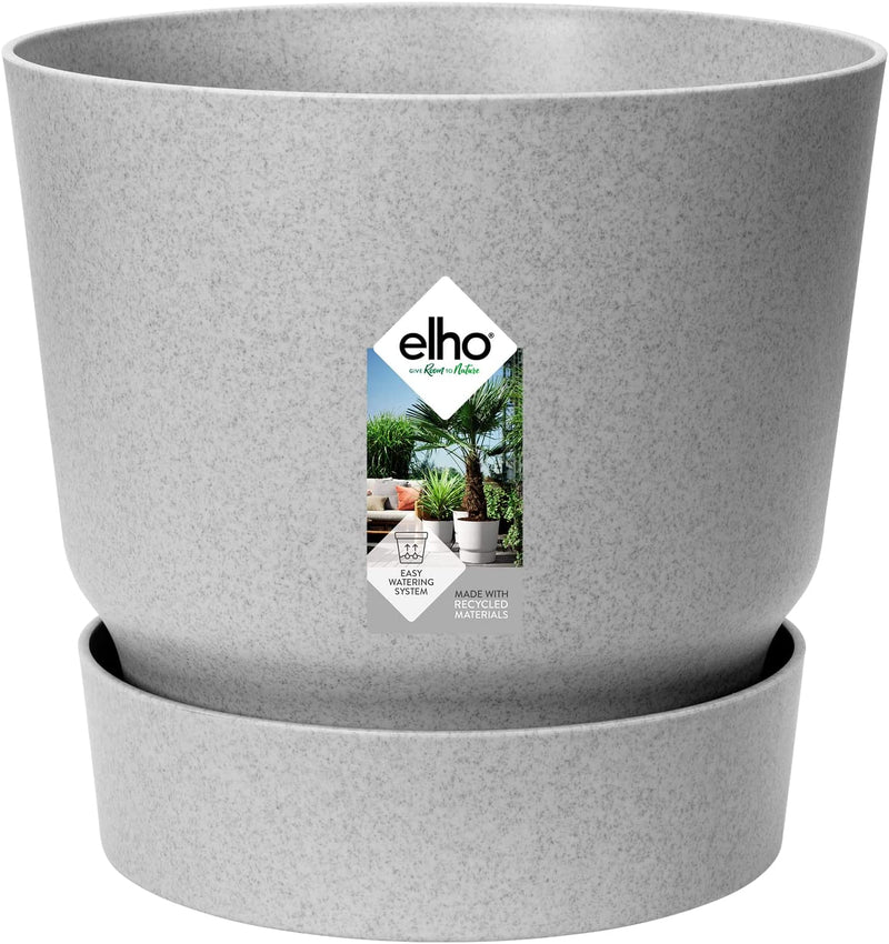 Elho Greenville Round Pot & Base LIVING CONCRETE 30cm