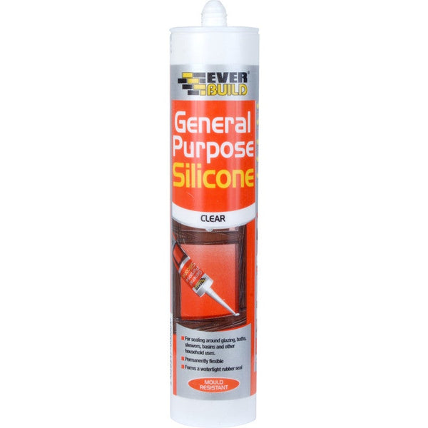 Everbuild General Purpose Silicone Clear 310ml - GARDEN & PET SUPPLIES